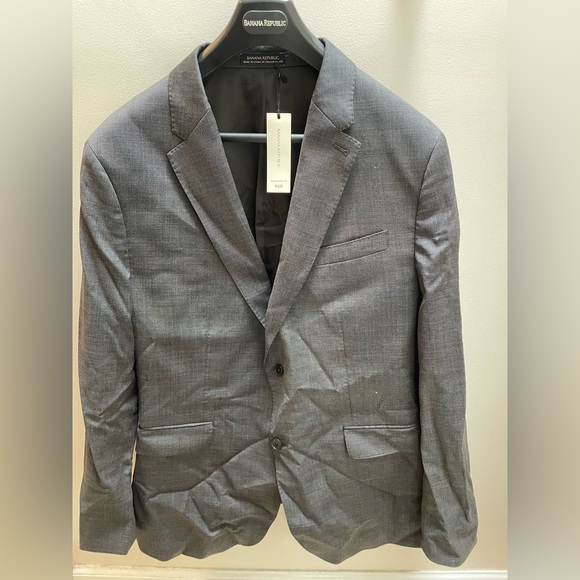 Banana Republic | (NWT) Signature Italian Nailhead Suit Jacket in Gray | 46R - Picture 8 of 8